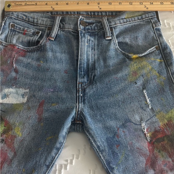 VINTAGE LEVI’S 505 DISTRESSED PAINT SPLATTER ONE OF A KIND 28 X 28 MIDRISE JEAN - Picture 13 of 15